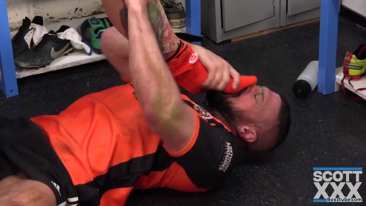 Muscle boys socks feet licking