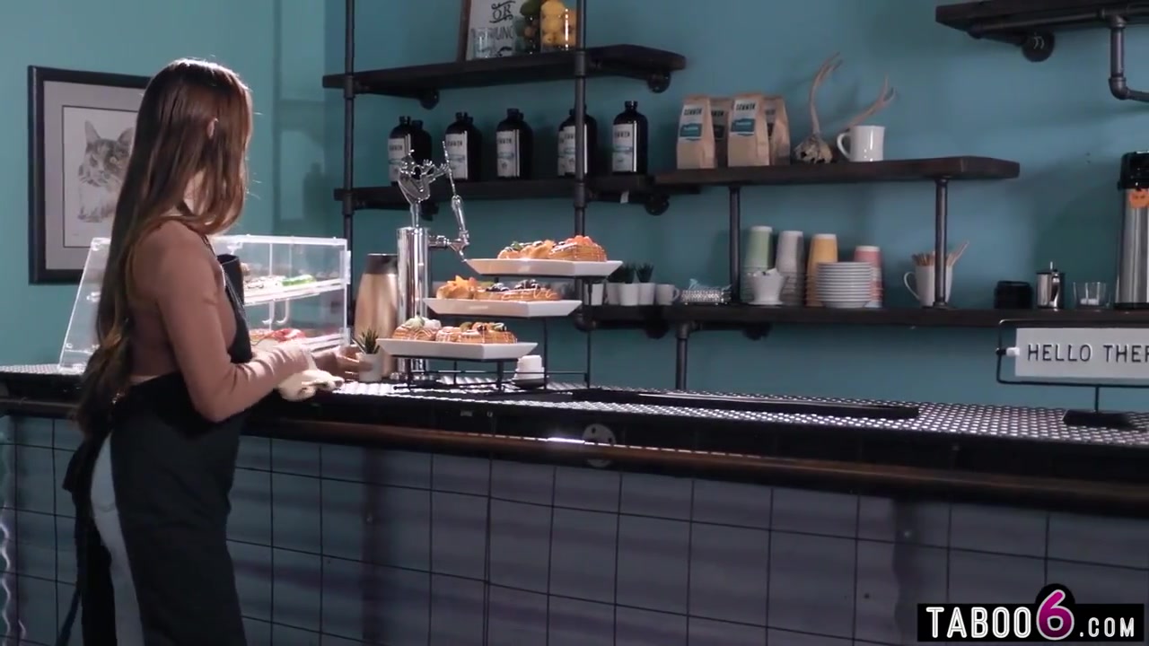 Lesbian teen 18+ Barista Lesbo Sex At Work With Latina Girlfriend - Hazel Moore