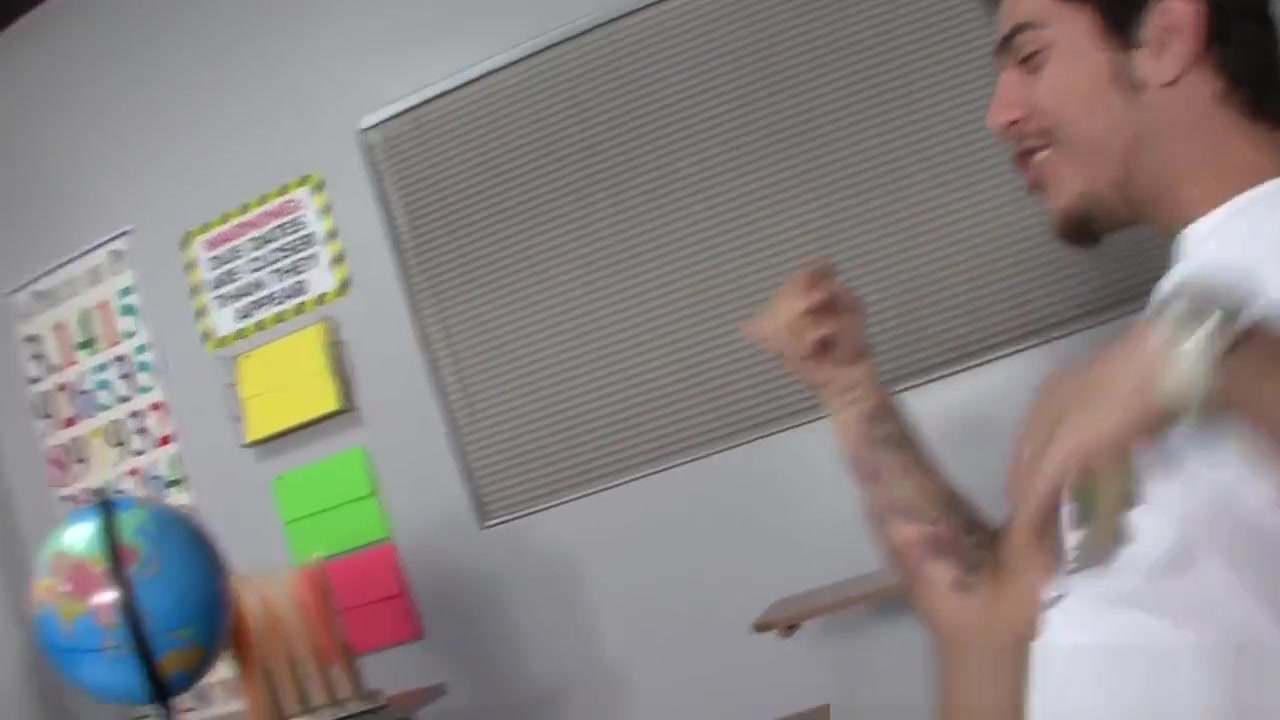 Redhead teen 18+ tugs dick and gets cum on tits
