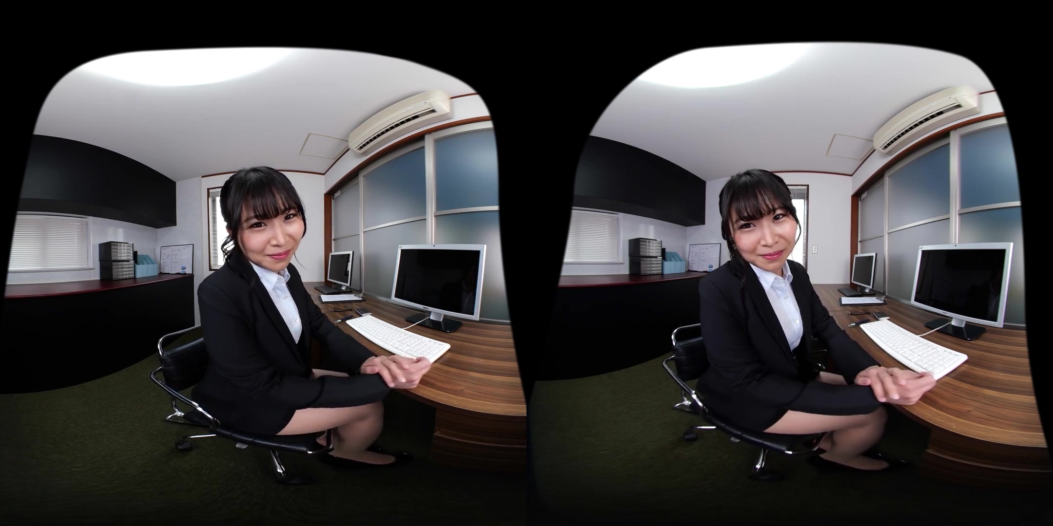 Virtual Dive: At the Company, Grey Play with Rei Nishimura; Busty Japanese OL Flirts with you In Lingerie