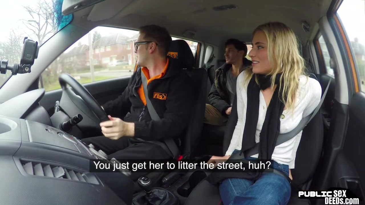American babe publicly rides brit cock in car