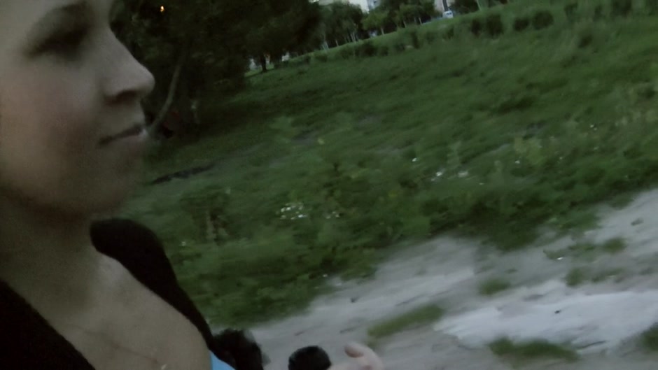 Cute girl sucks dick and rides it in the outdoors