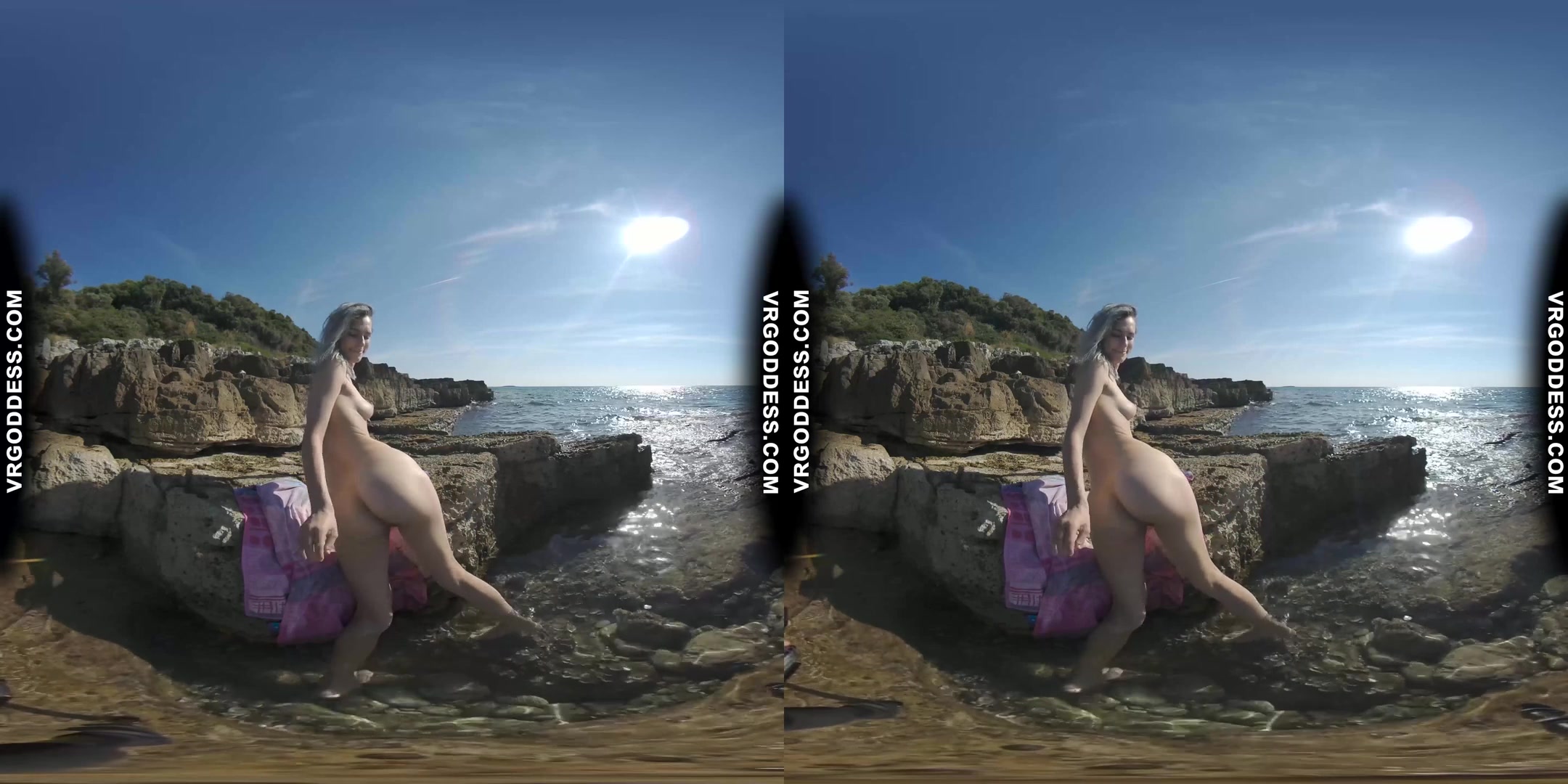 Sensual Sunbathing And Skinny Dipping On Vacation With Sexy Thin Blonde Poppy Jillin
