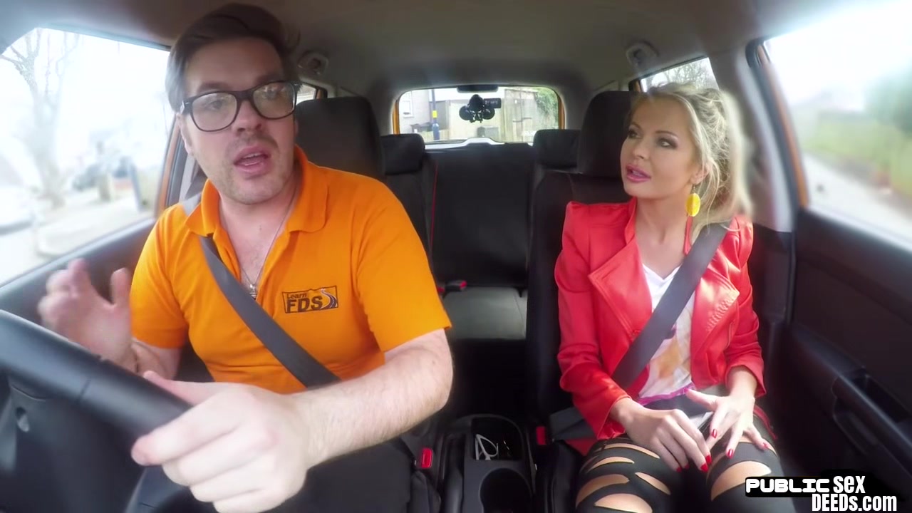 Big titted blonde MILF POV fucked in car by instructor