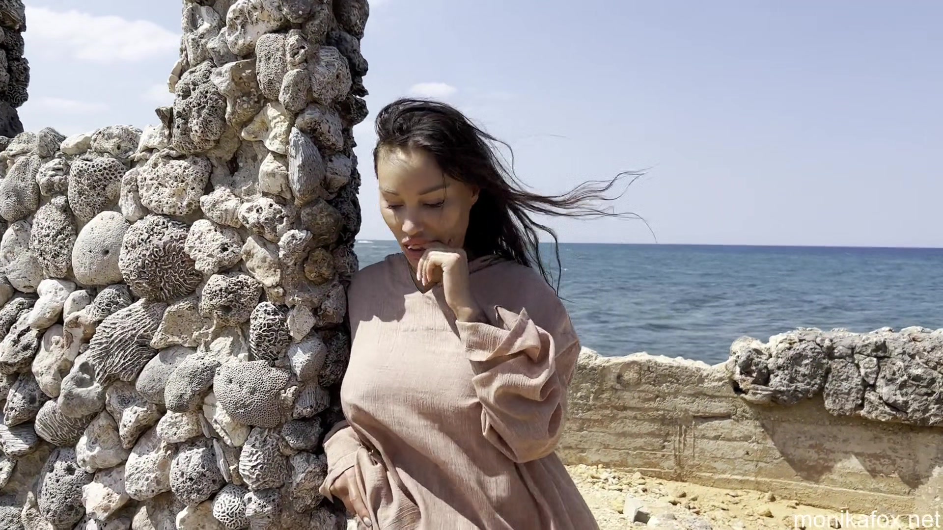 Kinky Monika Fox Destroyed Holes With A Big Dildo In Background Of Ruins In Atlantic Ocean - Monikafox