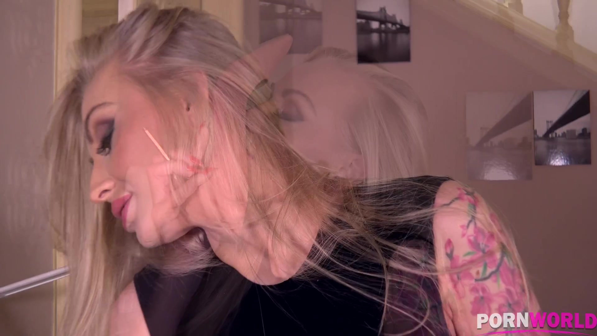 Nylon Driven Fantasies: Leggy Blonde Rides Dildo At Office - PornWorld