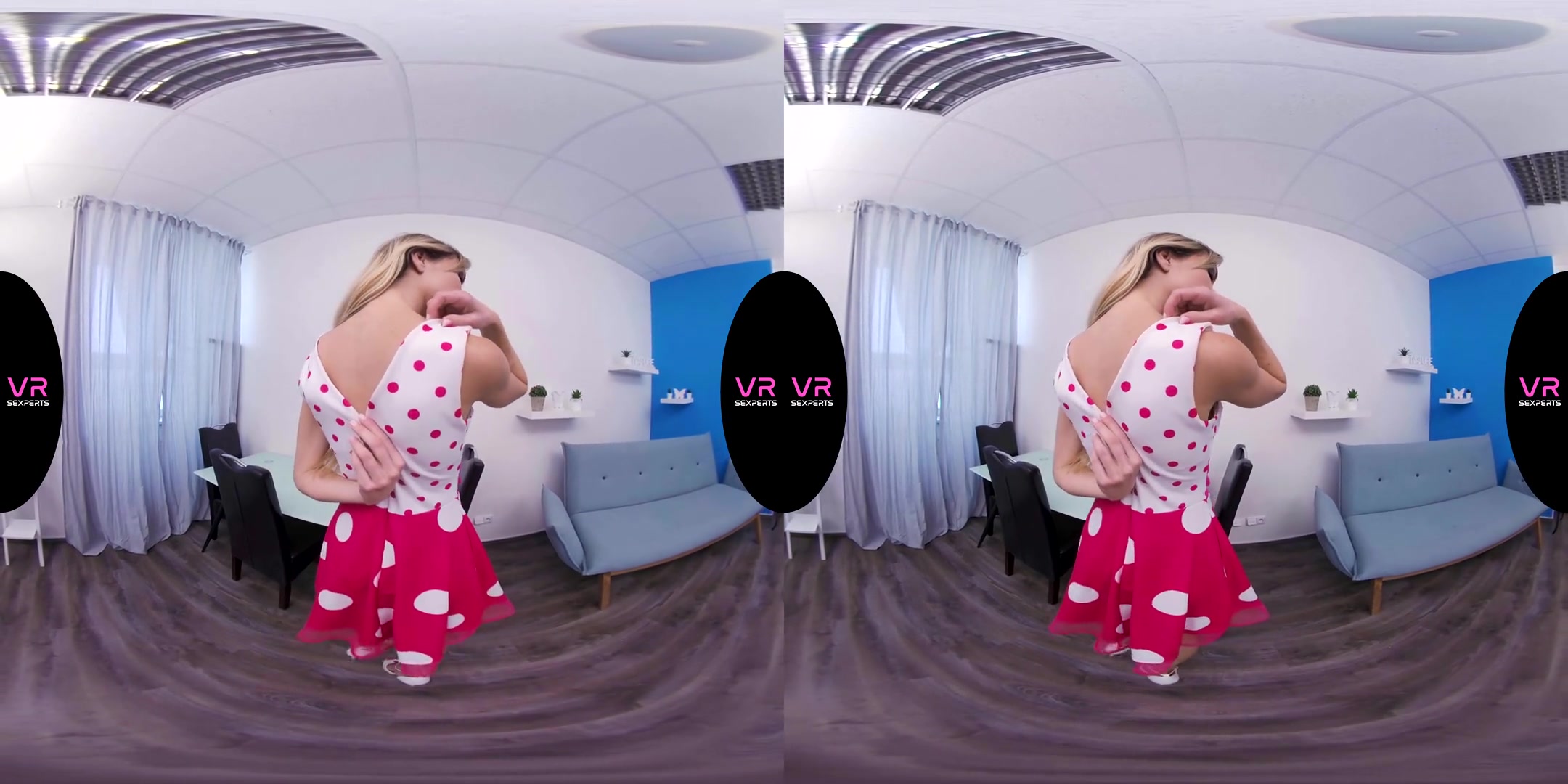 Hot Blonde Victoria In Pink Dress Seducing You - SexLikeReal