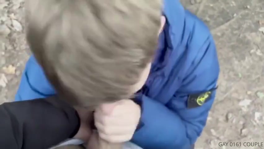 Couple Boys Outside Suck Lick Cum On Face And Eat