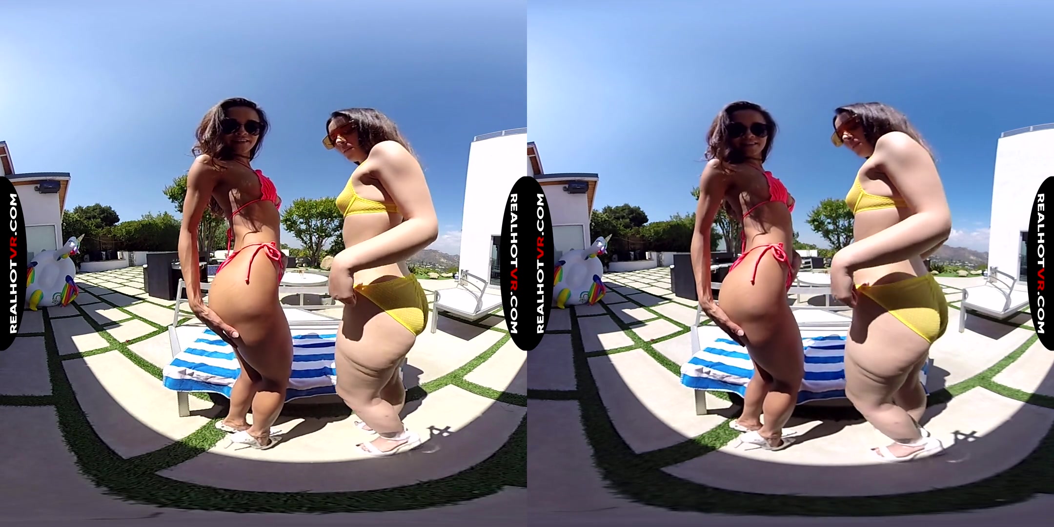 Abby Lee Brazil & Aria Lee in Step mom & I Share Your Cock While Masturbating Together - RealHotVR