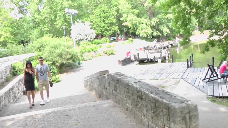 Nasty brunette in public blowjob