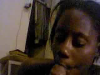 Black girlfriend tries hard to present the best blowjob
