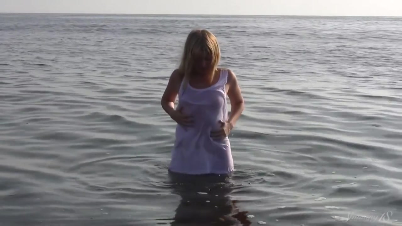 Gorgeous Long Legged Coed Garcia Strips And Plays In The Water!