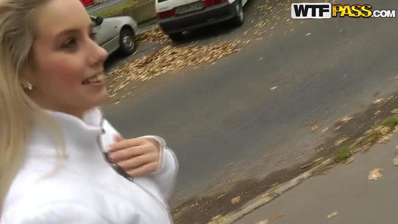 Man seduces blonde hottie to relax outside