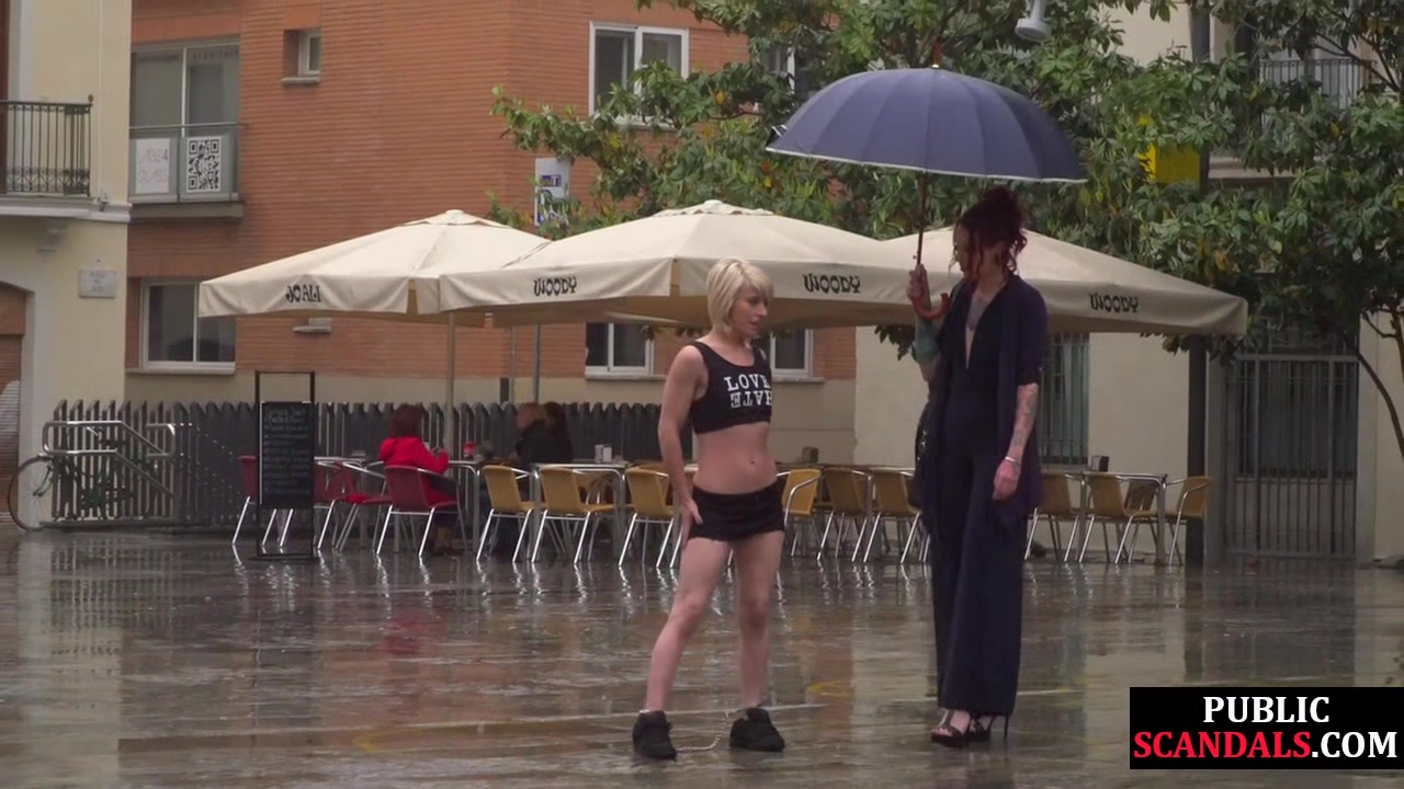Sub Latina outdoor whipped in public by her kinky domina