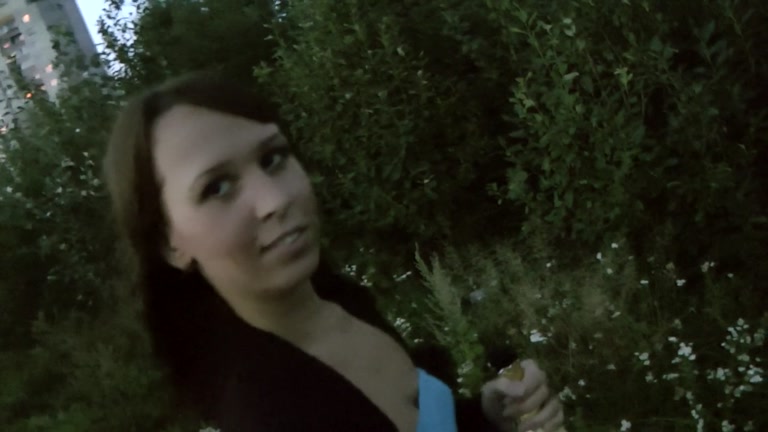 Girl sucking rod outdoors