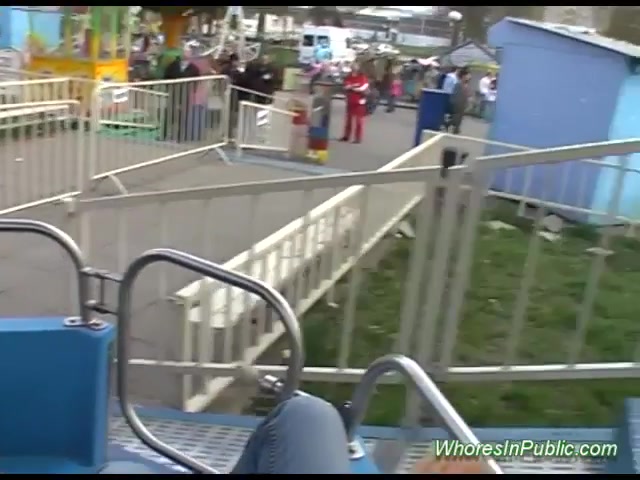 cute Chick rides tool in fun park