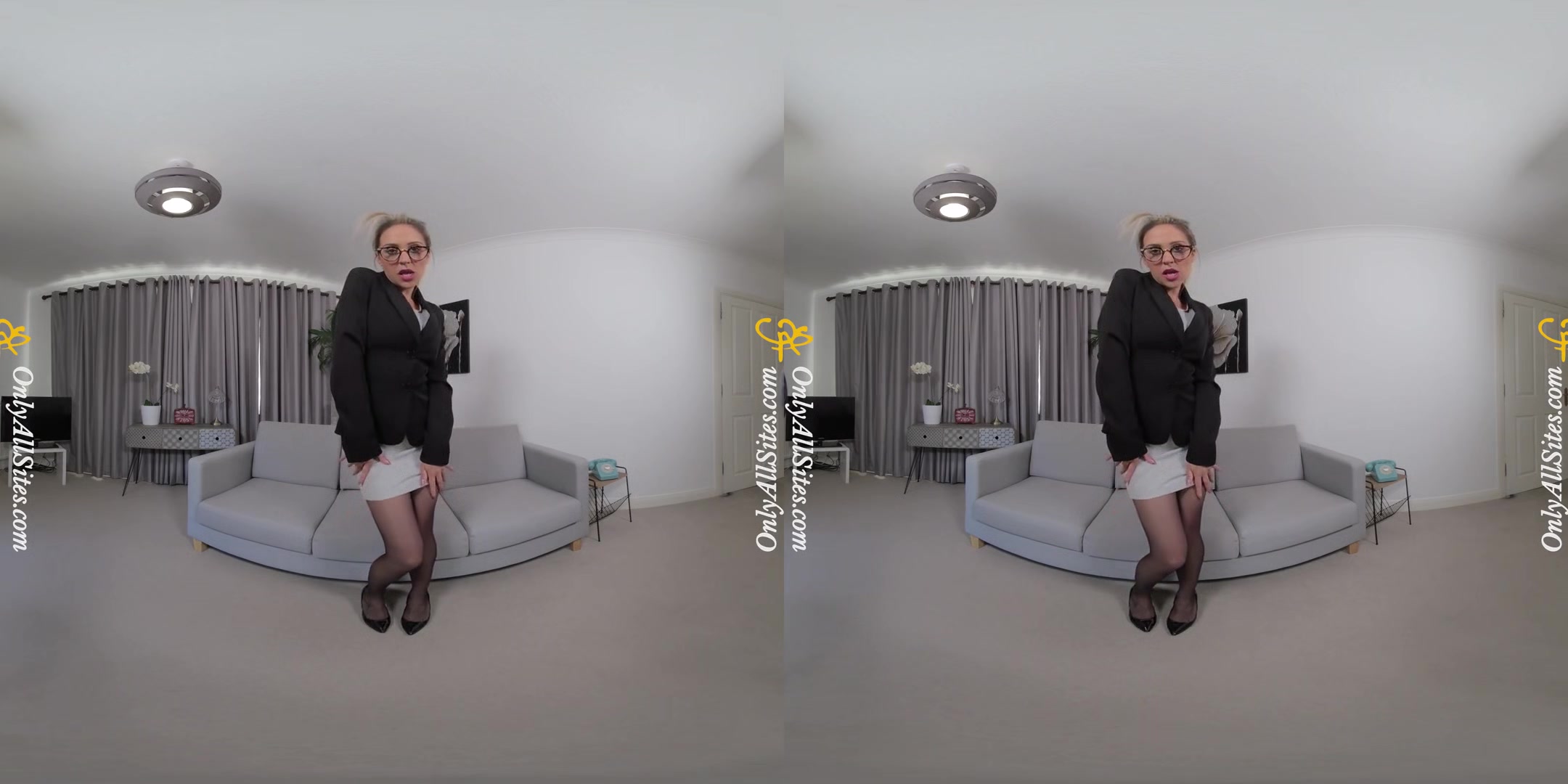 Samantha - Sexy Secretary; Blonde Babe Solo Striptease