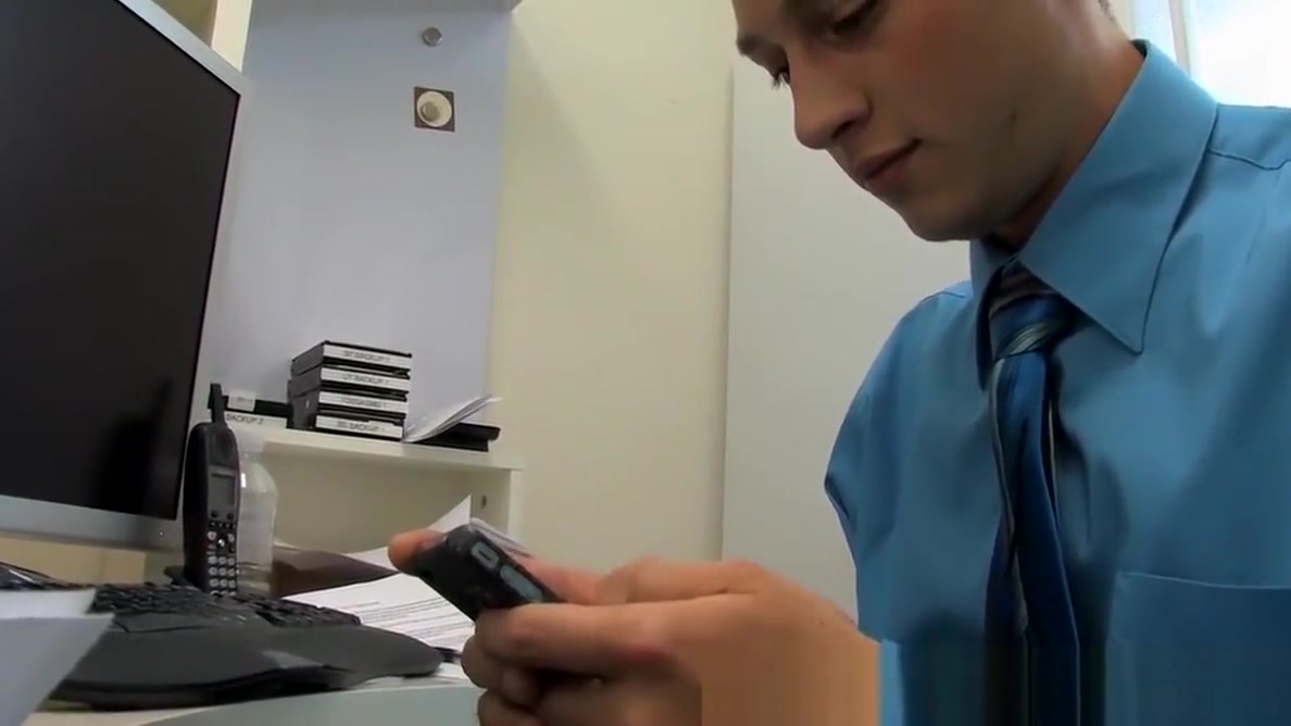 Two naughty twinks have hardcore butt session in the office