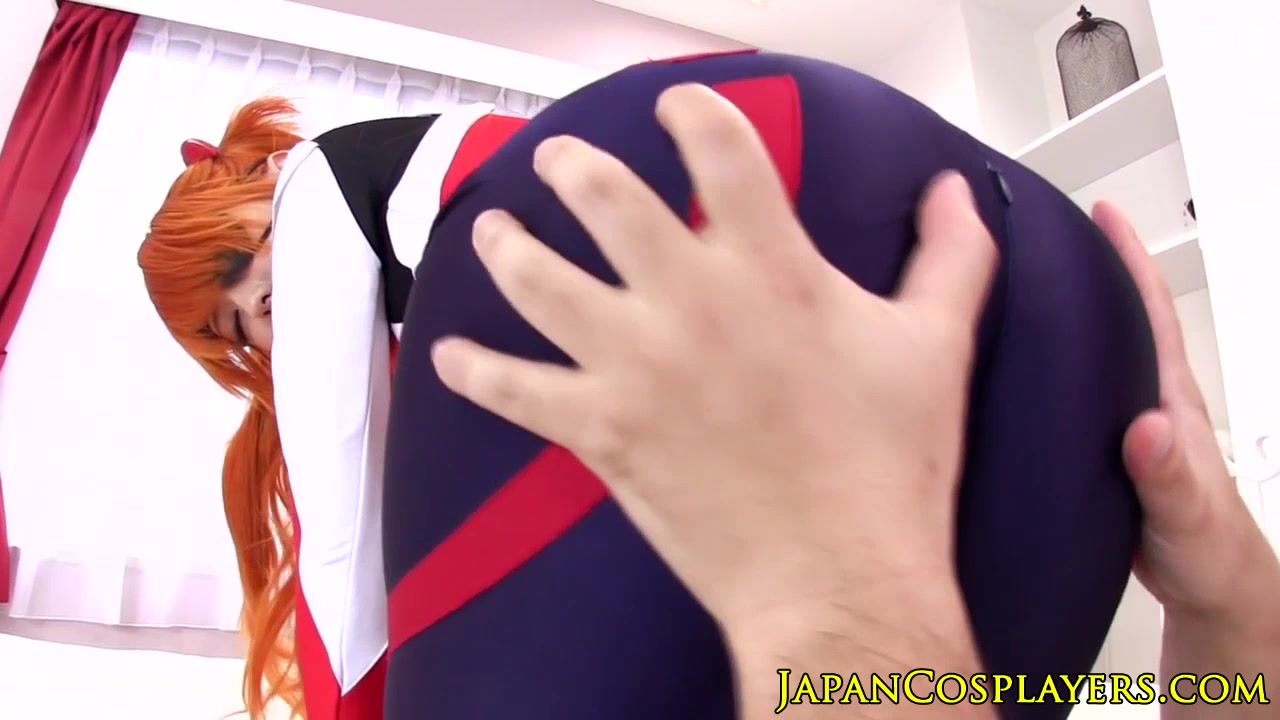 Japanese cosplay redhead cocksucks before sex