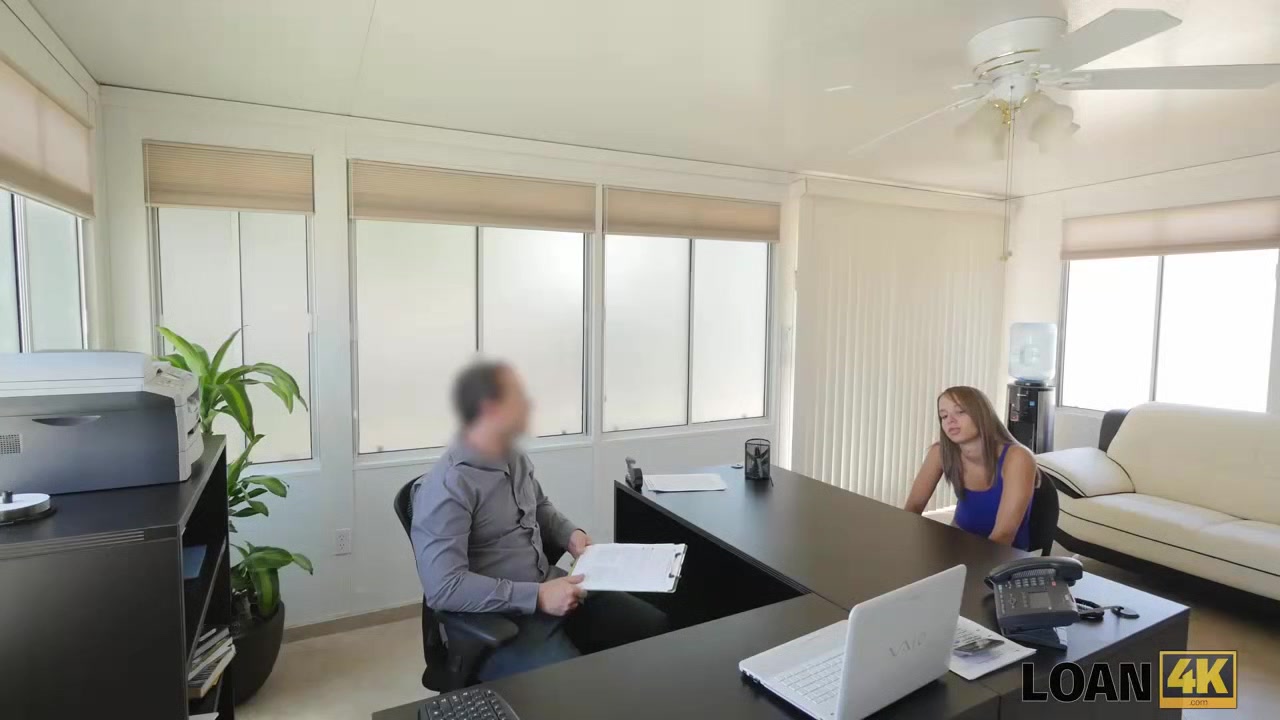 LOAN4K. Loan agent organizes sex casting for angelface on table