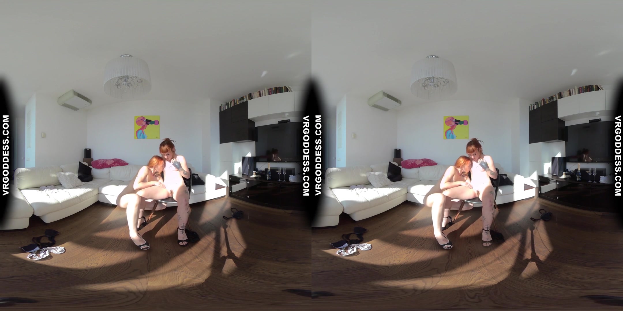 Double Ginger Stripteasing Beauties Romantic Lesbian Lovers Pussy Lick Drip Champagne Pussy Juices