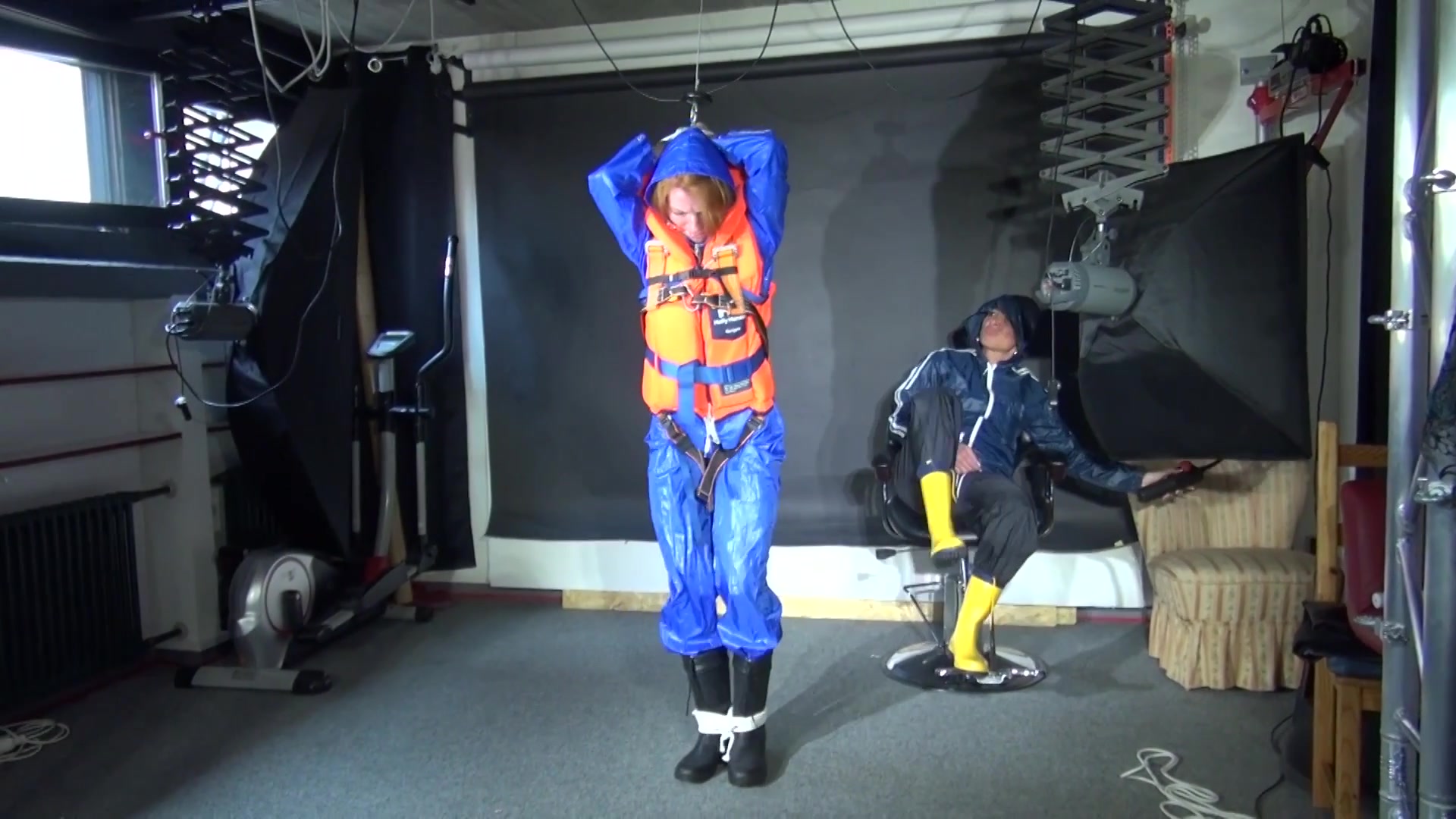 See Ronja Tied And Gagged By Stella In Shiny Nylon Rainwear And A Life Vest!