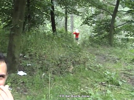 Blond fuck in the woods near the road