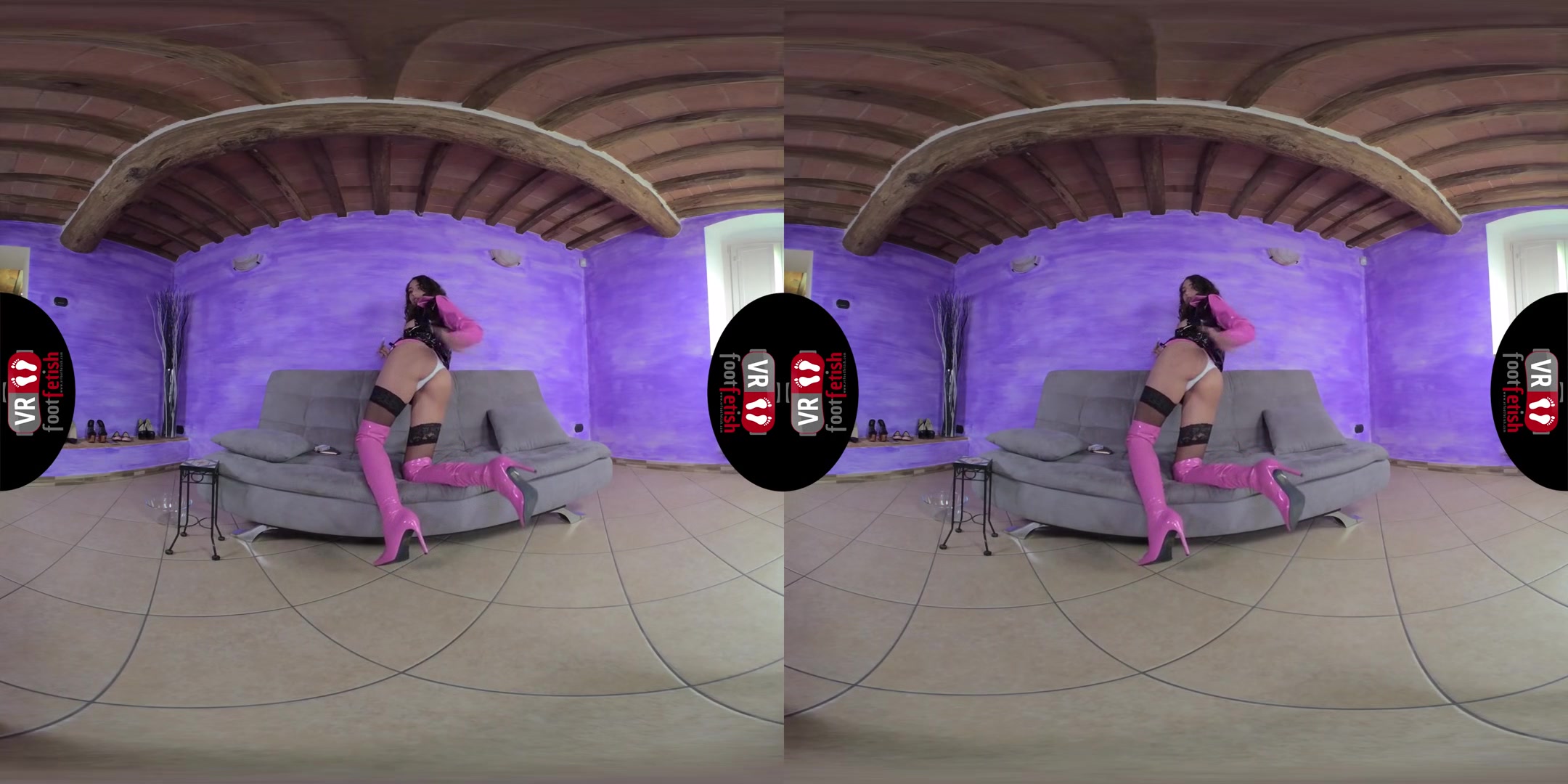Unbelievably Sexy Thena In Skin - Tight Latex Outfit; Leg and Foot Fetish VR Watersport