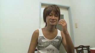 Fit Japanese dude strips down and strokes his hard rod