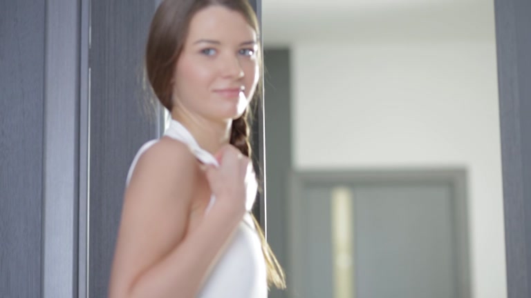 Wicked beauty Tini disrobes and plays with the marital-device