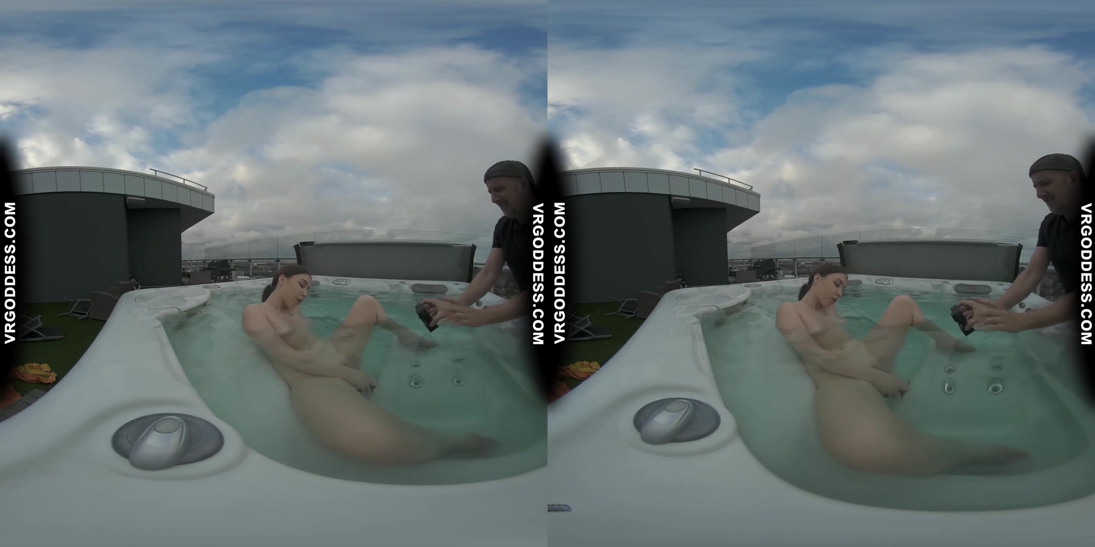 Behind The Scenes Filming Pretty Lika Rooftop Jacuzzi Dildo Masturbating