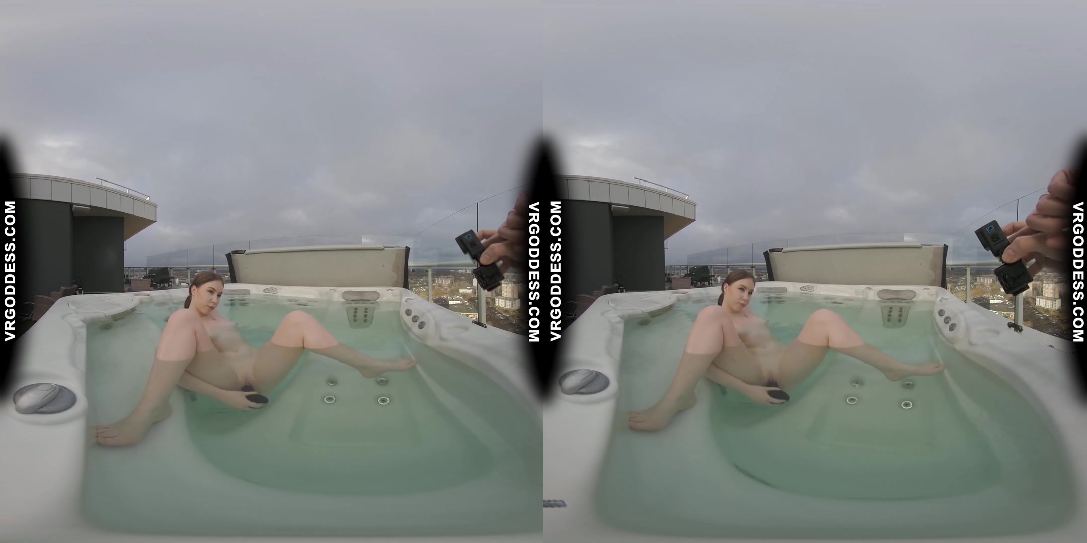 Behind The Scenes Filming Pretty Lika Rooftop Jacuzzi Dildo Masturbating
