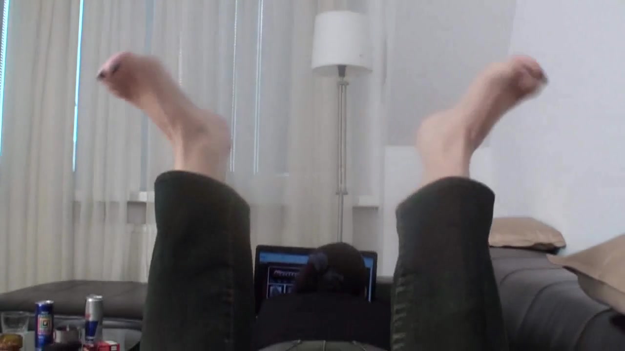 Xenia's feet dangling to the music by Foot Girls