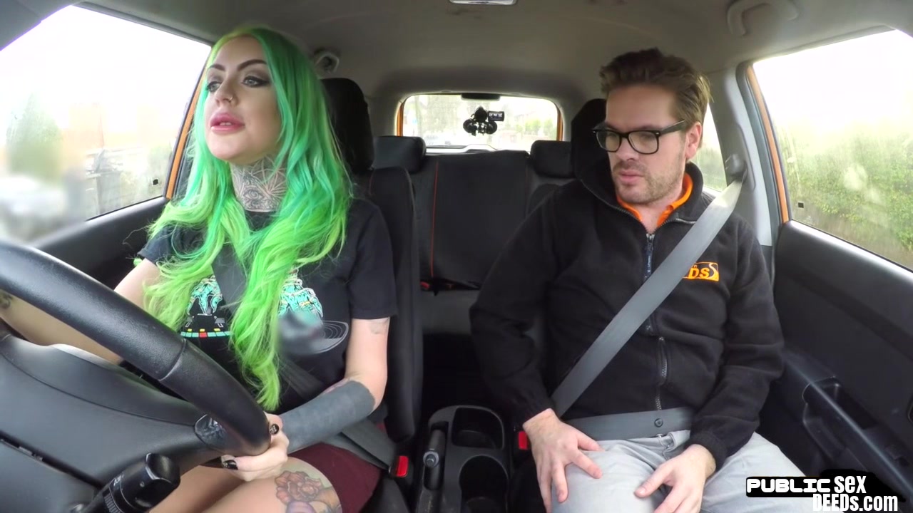 Busty MILF mouth jizzed in car after sex with driving tutor