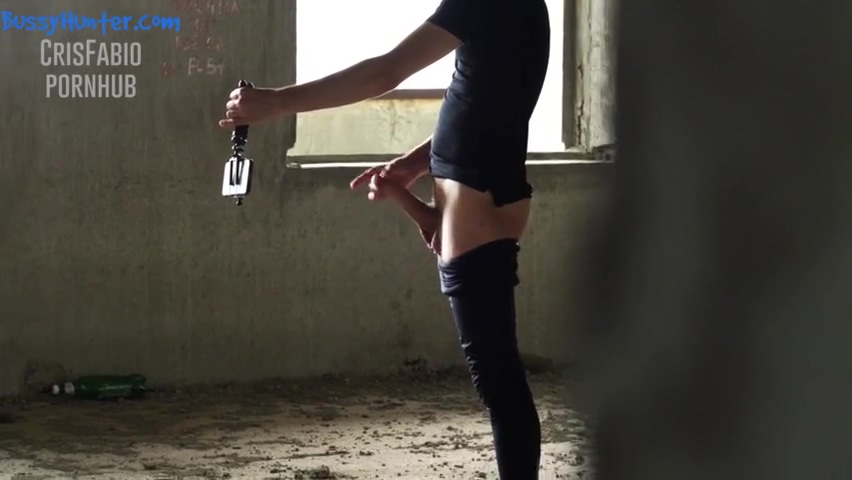 A Young Guy Jerks Off And Cums In An Abandoned Building. Dick Like A Horse