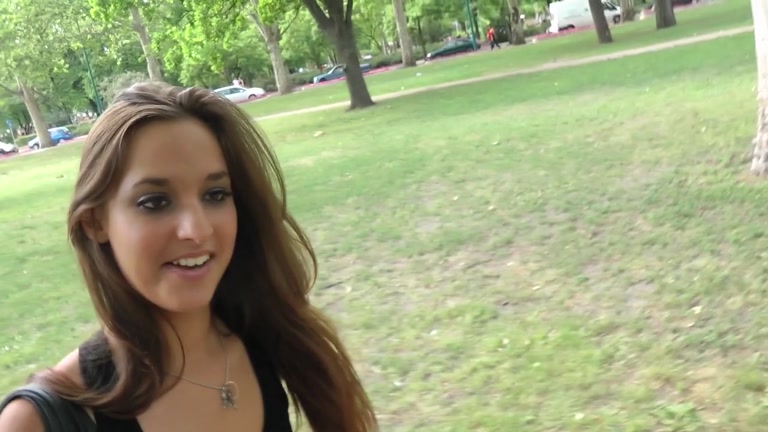Nasty brunette in public blowjob