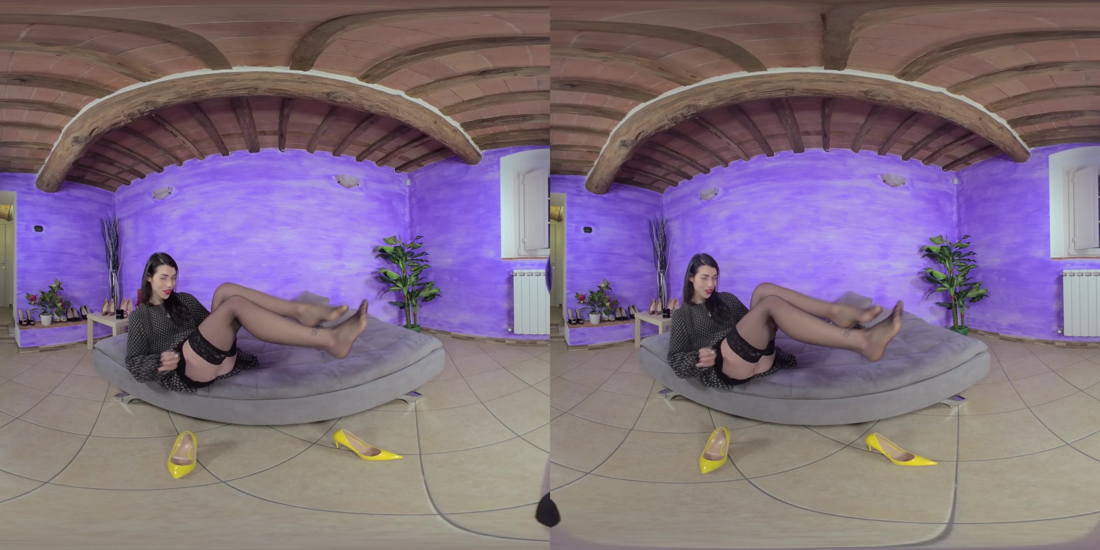 Sexy Petra's Delicious Feet In Yellow Pointed - Toe Stilettos - VRFootFetish