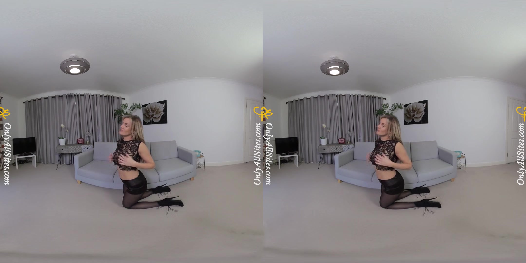 Amy Green - Blonde Club Babe With Big Tits - Busty Solo Model Striptease Nylons