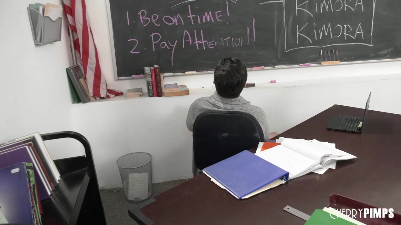Asian Babe Kimora Quin Catches Her Teacher in the Act In The Classroom and Fucks To Keep His Secret
