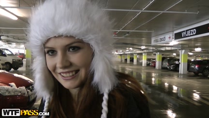 Cutie's constricted vagina stretched in the parking