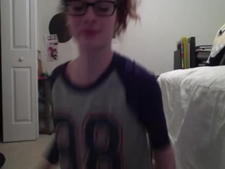 Cute legal age teenager 18+ with glasses striping
