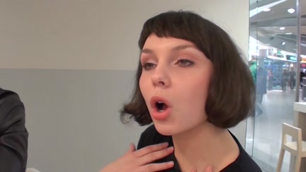 Appealing beauty does fellatio in the throne room