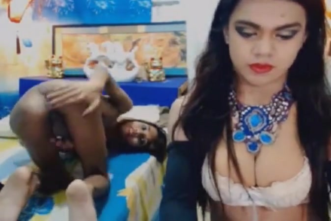 Sexy duo shemale babe sucking each other cock