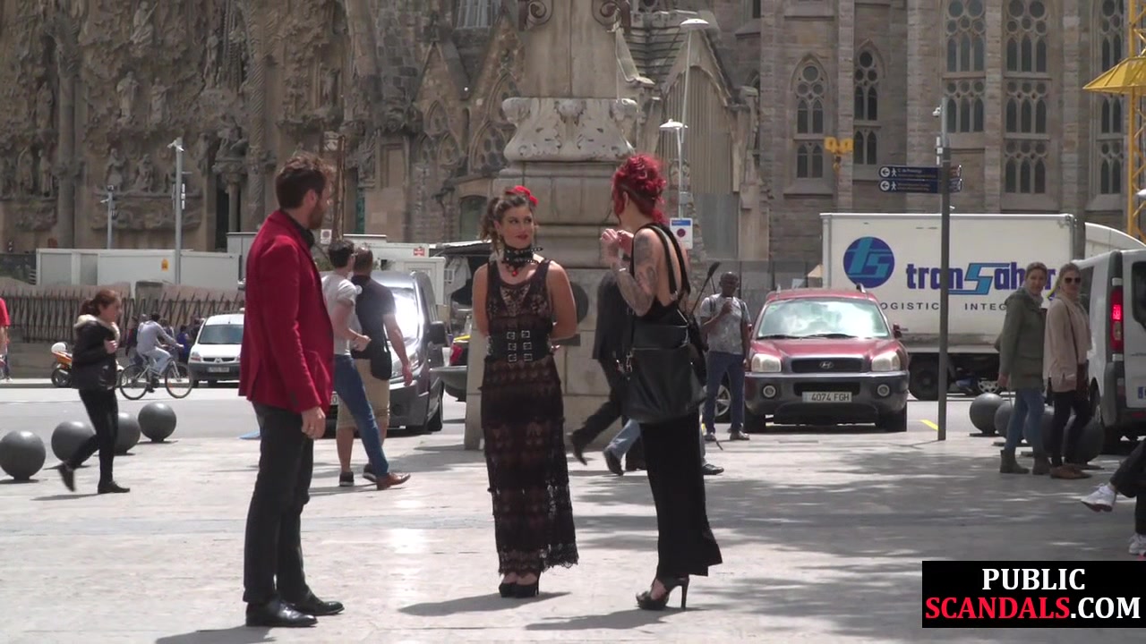 Slutty bae trapped at public place by dominant BDSM friends