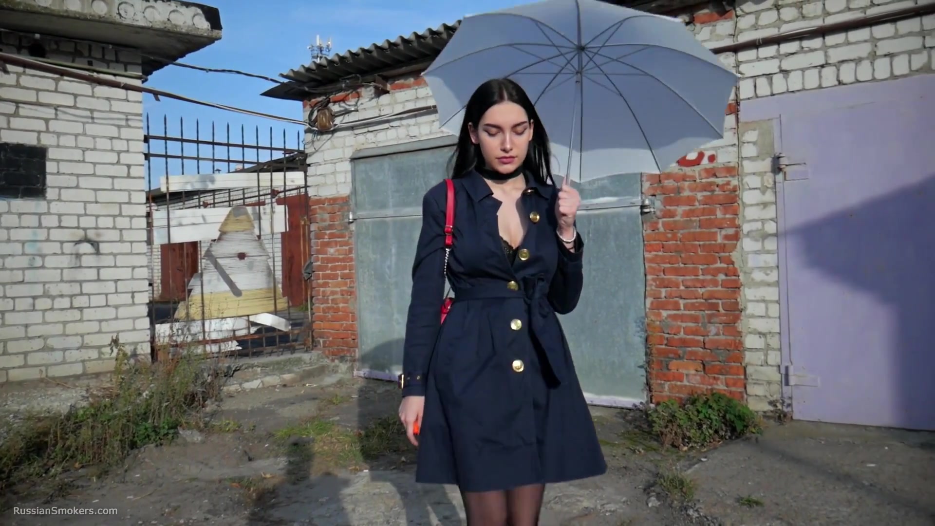 Attractive Lera Taking A Smoke Break Outside