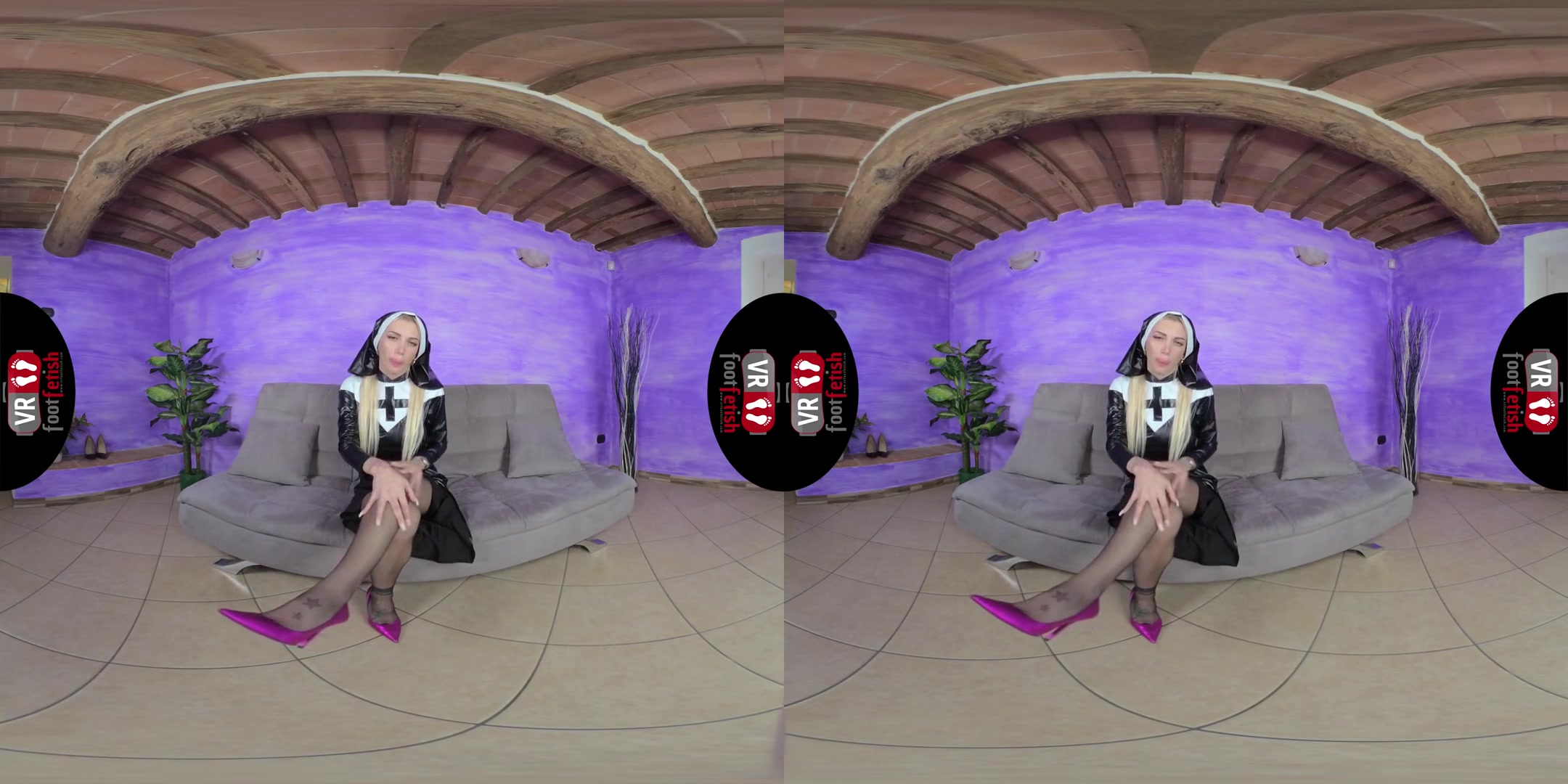 Naughty nun ElisГЁ Stimulates Her Pussy With A Purple Vibrator - Cosplay Solo VR Porn Foot Fetish