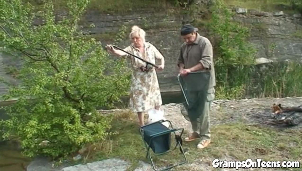 Chubby teen and oldie on grandpa cock