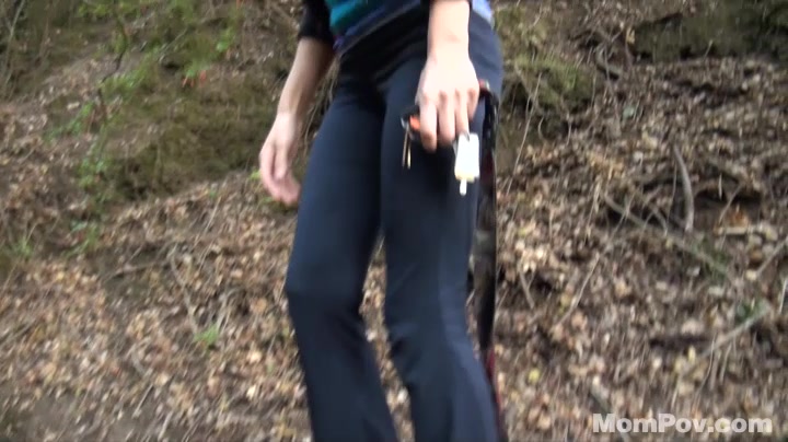 Horny milf brunette is mouth fucked rough in the forest