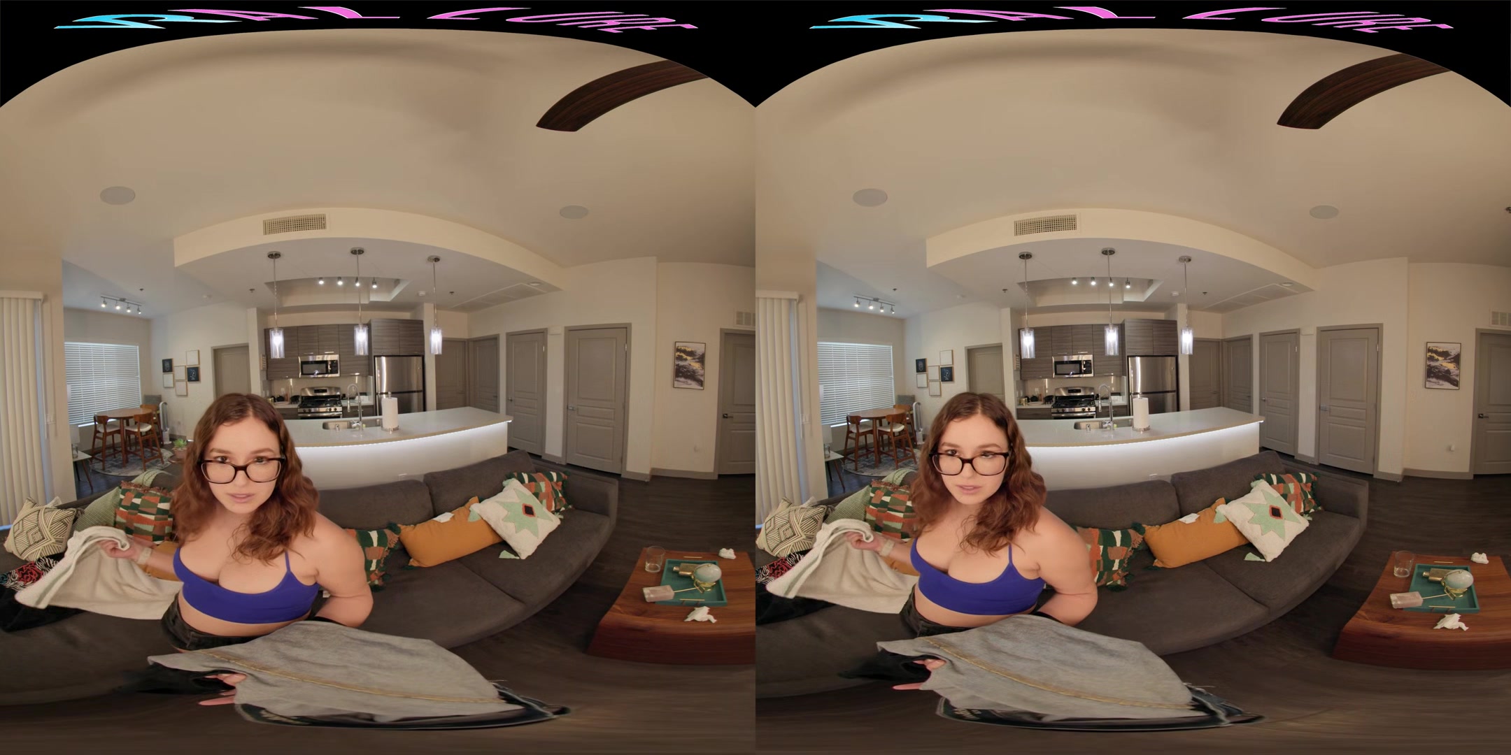 Naughty stepsister puts on a show with her toys for you in VR
