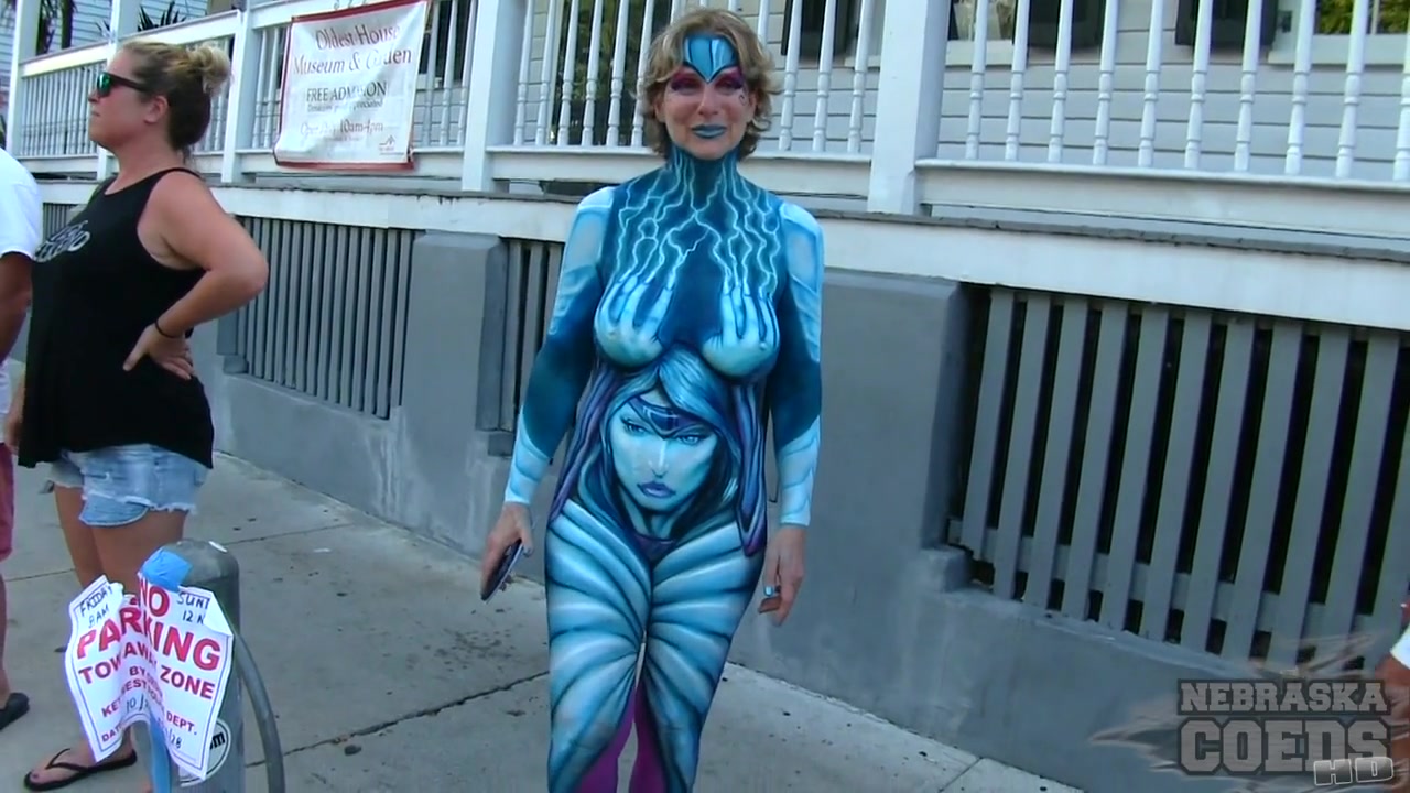 Nude Girls With Only Body Paint Out In Public On The Streets Of Fantasy Fest 2018 Key West Florida - NebraskaCoeds